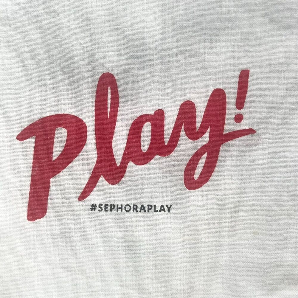 Sephora Play! Drawstring Cloth MakeUp Delicates Travel Bag White Red Black New - Picture 2 of 4